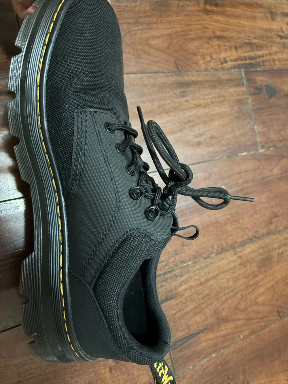Dr. Martens Black Canvas Oxford with Yellow Stitching